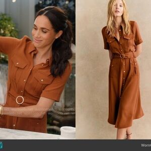 Sezane Raquel Midi Shirt Dress in Caramel ASO Meghan Markle RARE